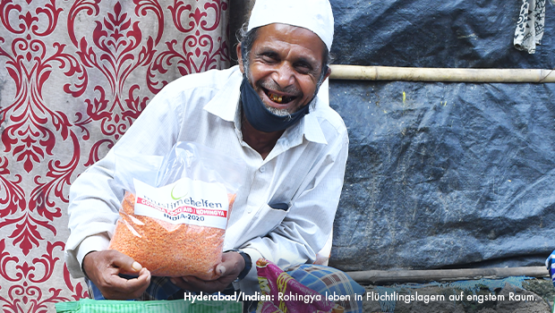Hyderabad/Indien: Rohingya leben in Flüchtlingslagern auf engstem Raum.