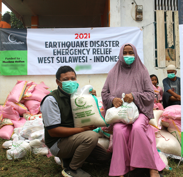 Nach dem schweren Erdbeben in Westsulawesi konnten 975 betroffene Familien bei der Verteilung von Lebens- und Hygienemitteln berücksichtigt werden