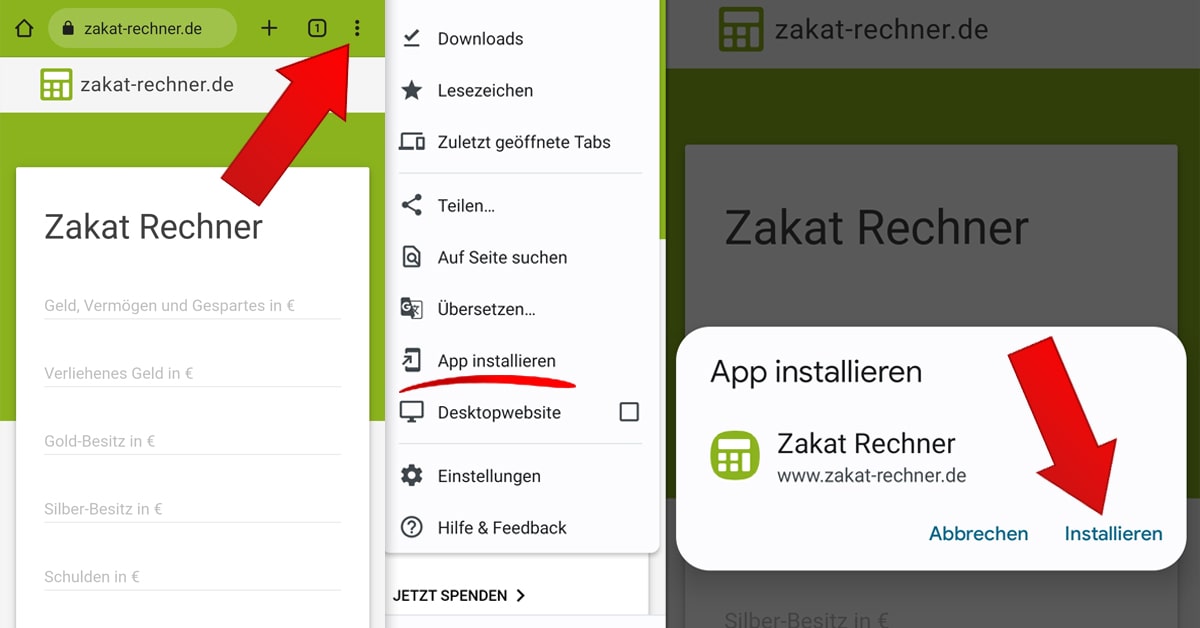 Zakat-Rechner als Web-App verfügbar-Android